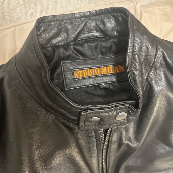 Studio Milan Leather Black Jacket - Picture 4 of 4